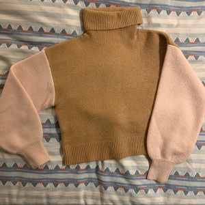 Beige and Pink Crop Sweater